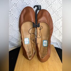 Time and Tru Women's Brown Scrunch Ballet Flats Shoes Size 12 Wide New W/tags